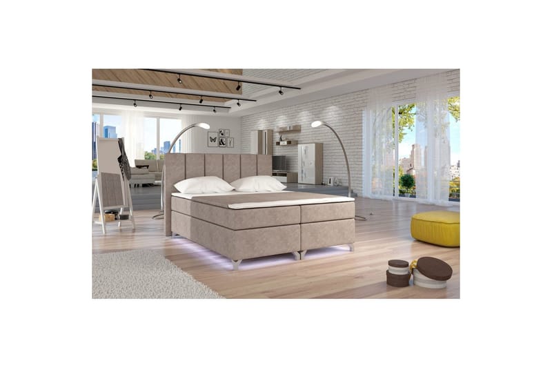 Boxmadras Eltap Basilio med LED, Dora 22, Beige, 180x200 cm