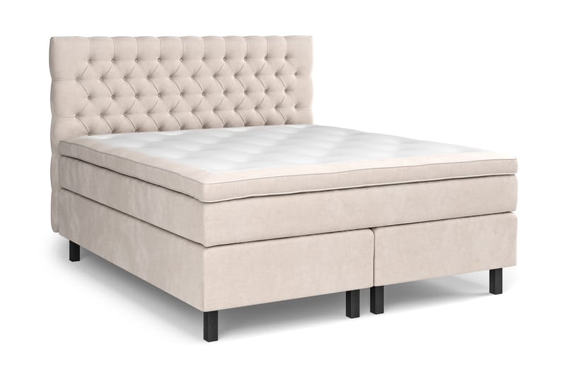 Celine Komplet Sengepakke 180x200 cm Fast - Beige / Fløjl - Møbler - Senge - Komplet sengepakke