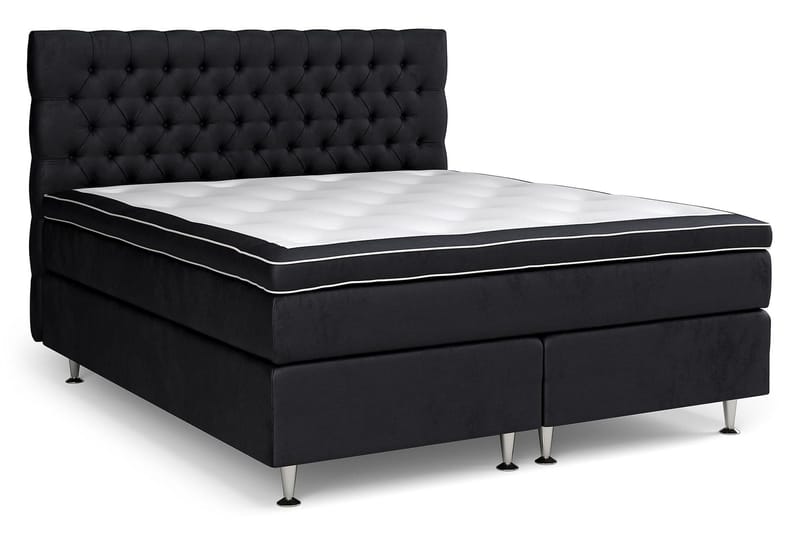 Celine komplet sengepakke Kontinental seng 180x200 Velour - Sort - Møbler - Senge - Kontinentalsenge