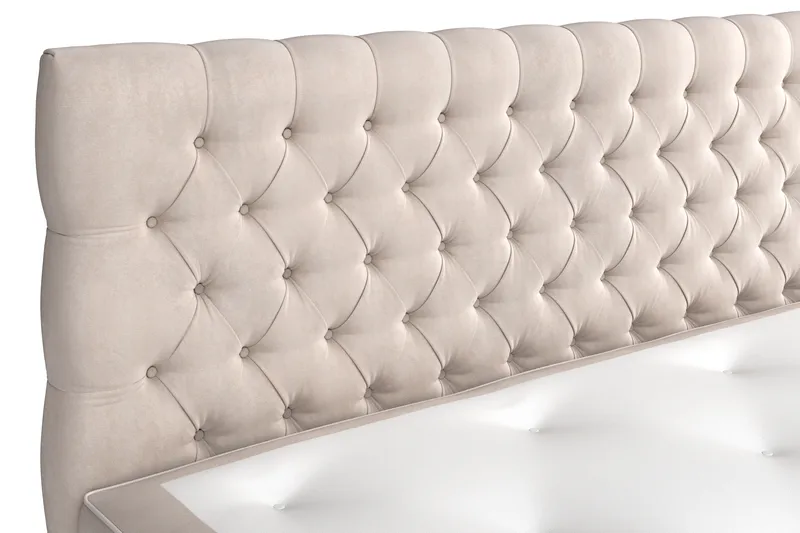 Celine Komplet Sengepakke Kontinentalseng 180x200 cm - Beige / Fløjl - Møbler - Senge - Kontinentalsenge