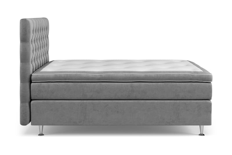 Celine kontinentalseng 120x200cm - Grå / velour - Møbler - Senge - Komplet sengepakke