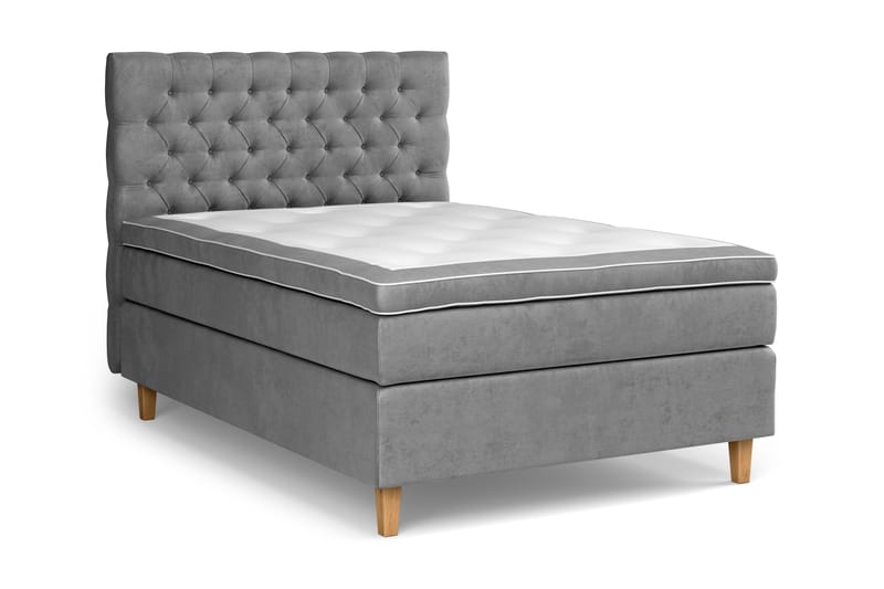 Celine kontinentalseng 120x200cm - Grå / velour - Møbler - Senge - Komplet sengepakke