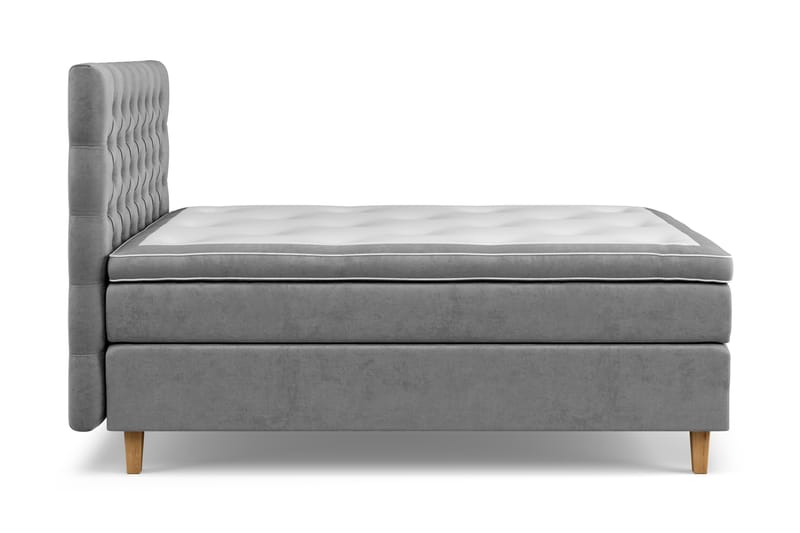 Celine kontinentalseng 120x200cm - Grå / velour - Møbler - Senge - Komplet sengepakke