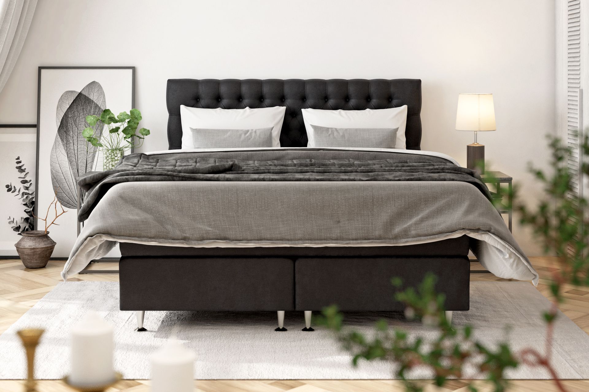 Celine kontinentalseng 120x200cm - Sort / velour - Møbler - Senge - Kontinentalsenge