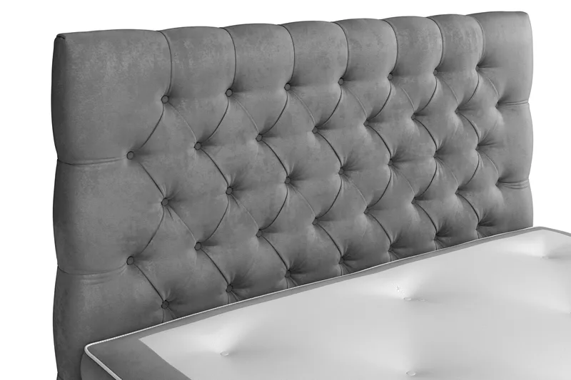 Celine kontinentalseng 140x200cm - Grå / velour - Møbler - Senge - Kontinentalsenge