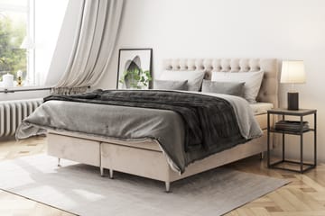 Celine kontinentalseng 210x210cm - Beige / velour - Møbler - Senge - Komplet sengepakke