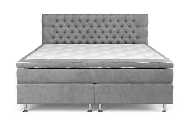 Celine kontinentalseng 210x210cm - Grå / velour - Møbler - Senge - Kontinentalsenge