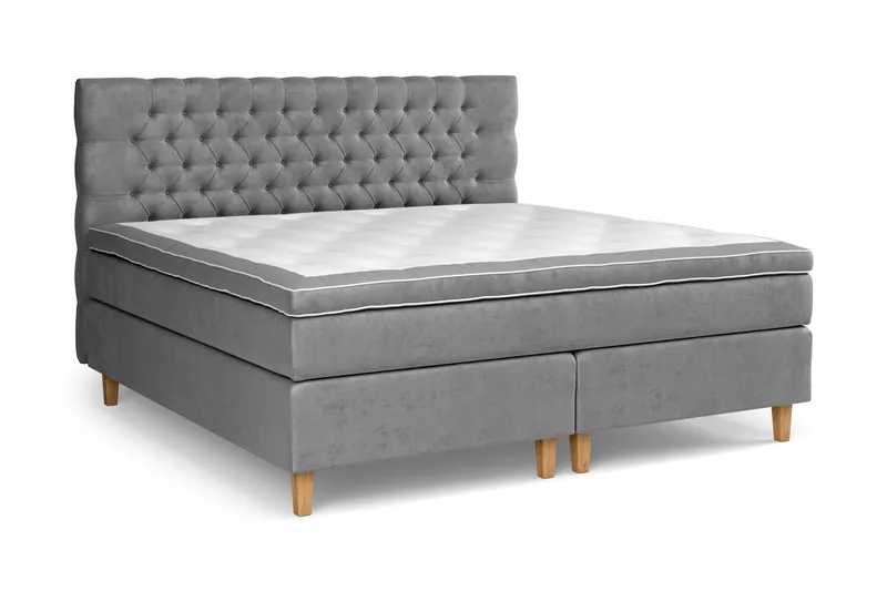 Celine kontinentalseng 210x210cm - Grå / velour - Møbler - Senge - Kontinentalsenge