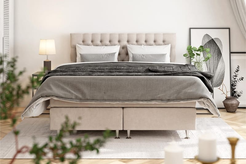 Celine kontinentalseng Komplet komplet seng pakke 210x210 - Beige - Møbler - Senge - Kontinentalsenge