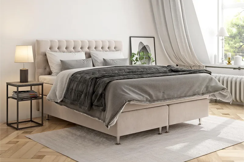 Celine kontinentalseng Komplet komplet seng pakke 210x210 - Beige - Møbler - Senge - Kontinentalsenge