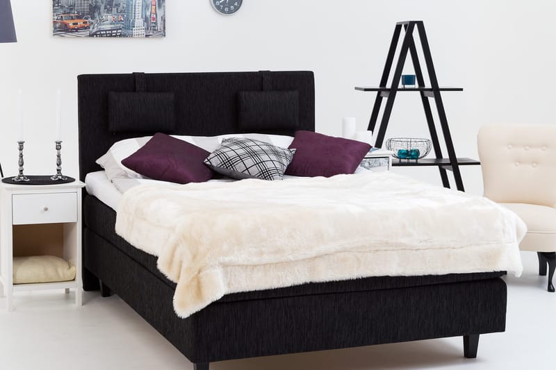 Charleston Kontinentalseng 120x200 hård polyesterskum - sort - Møbler - Senge - Kontinentalsenge