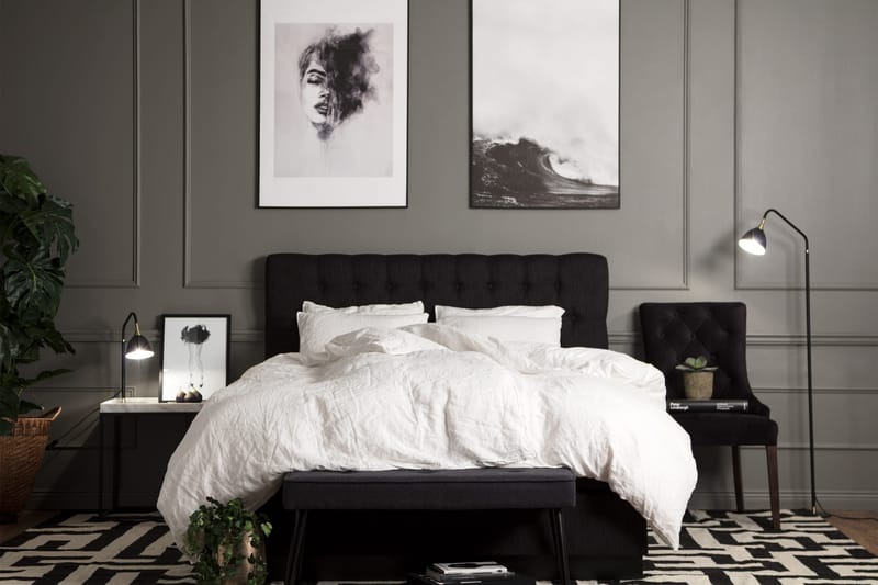 Charleston Kontinentalseng 120x200 hård polyesterskum - sort - Møbler - Senge - Kontinentalsenge