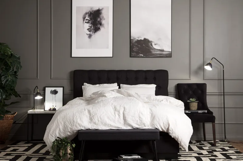 Charleston Kontinentalseng 120x200 hård polyesterskum - sort - Møbler - Senge - Kontinentalsenge