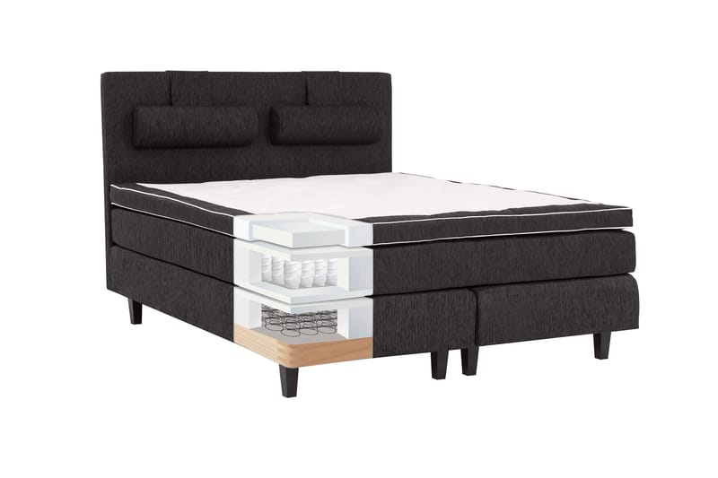 Charleston Kontinentalseng 120x200 hård polyesterskum - sort - Møbler - Senge - Kontinentalsenge