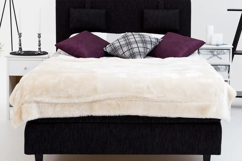 Charleston Kontinentalseng 120x200 hård polyesterskum - sort - Møbler - Senge - Kontinentalsenge