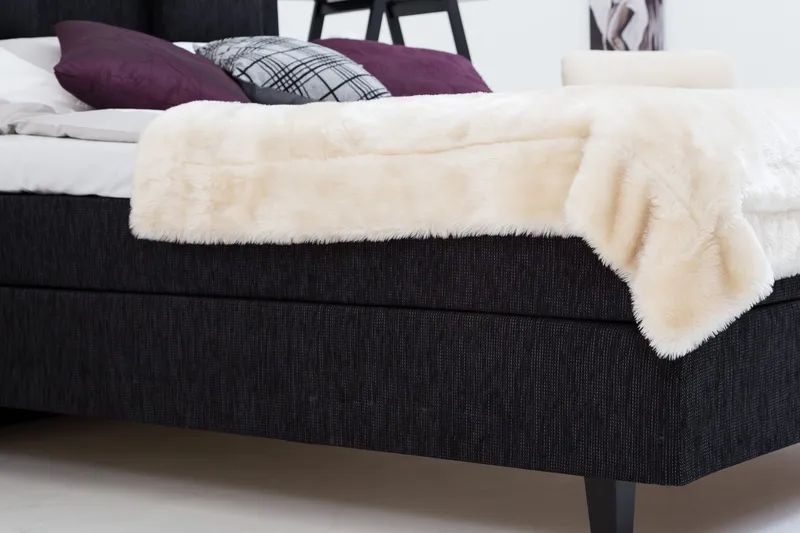 Charleston Kontinentalseng 120x200 hård polyesterskum - sort - Møbler - Senge - Kontinentalsenge