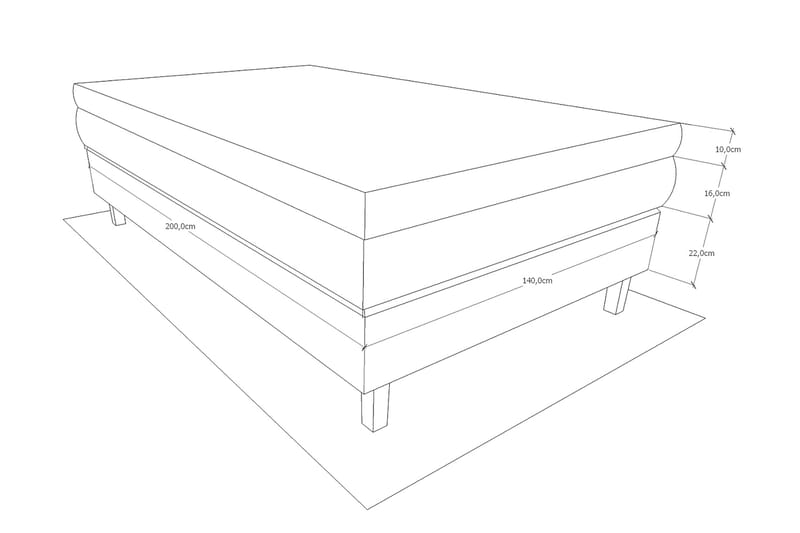 Charleston Kontinentalseng 140x200 hård polyesterskum - sort - Møbler - Senge - Kontinentalsenge