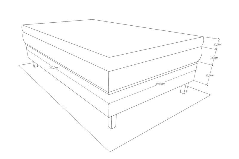 Charleston Kontinentalseng 140x200 hård polyesterskum - sort - Møbler - Senge - Kontinentalsenge