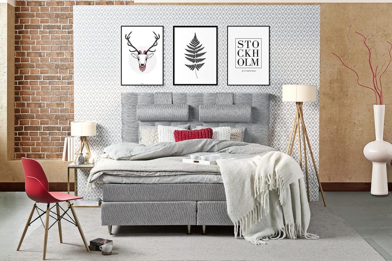 Charleston Kontinentalseng 140x200 hård polyesterskum - sort - Møbler - Senge - Kontinentalsenge