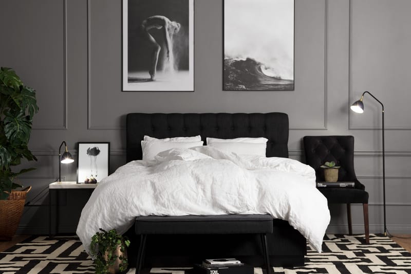 Charleston Kontinentalseng 180x200 hård polyesterskum - sort - Møbler - Senge - Kontinentalsenge