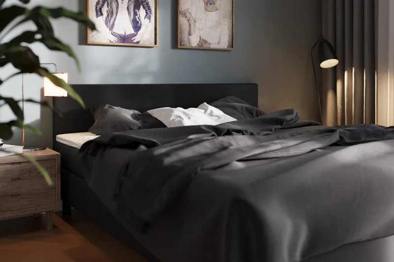 Charm Komplet Sengepakke 140x200 cm Kontinentalseng med gavl - Sort - Møbler - Senge - Kontinentalsenge