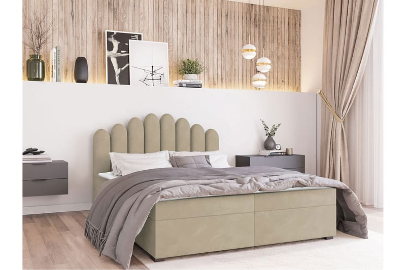 Chepstow Kontinentalseng 140x200 cm Medium - Velour/Beige - Møbler - Senge - Kontinentalsenge