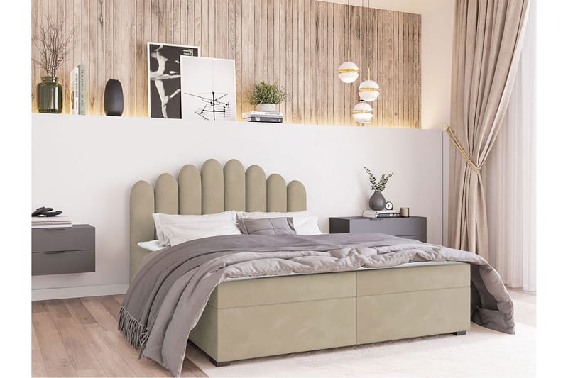 Chepstow Kontinentalseng 140x200 cm Medium - Velour/Beige - Kontinentalsenge - Familieseng