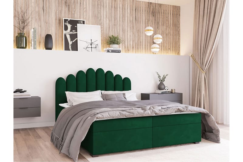 Chepstow Kontinentalseng 180x200 cm Medium - Velour/Mørkegrøn - Møbler - Senge - Kontinentalsenge