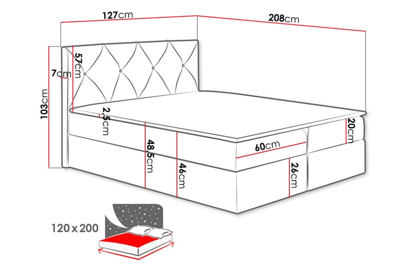 Crystalina Kontinentalseng 120x200 cm - Kontinentalsenge