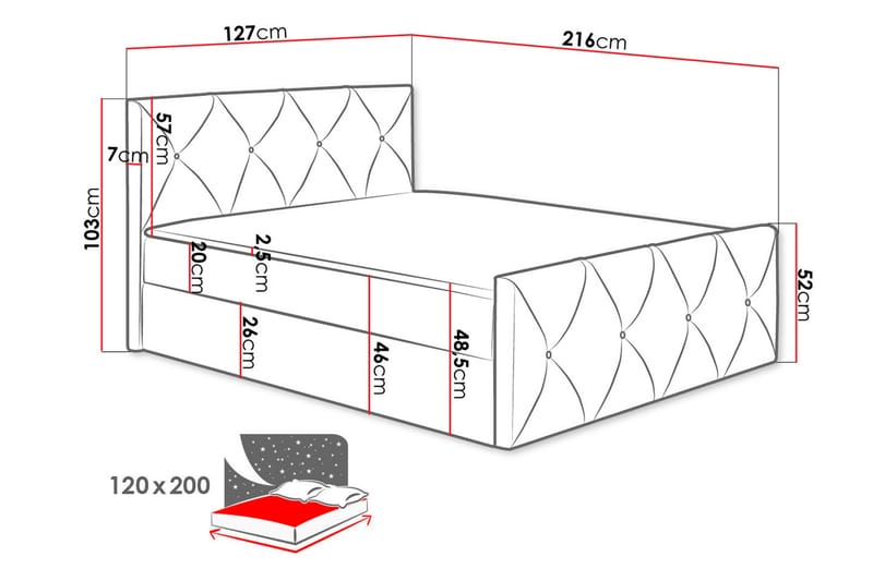 Crystalina Lux Kontinentalseng 120x200 cm - Kontinentalsenge