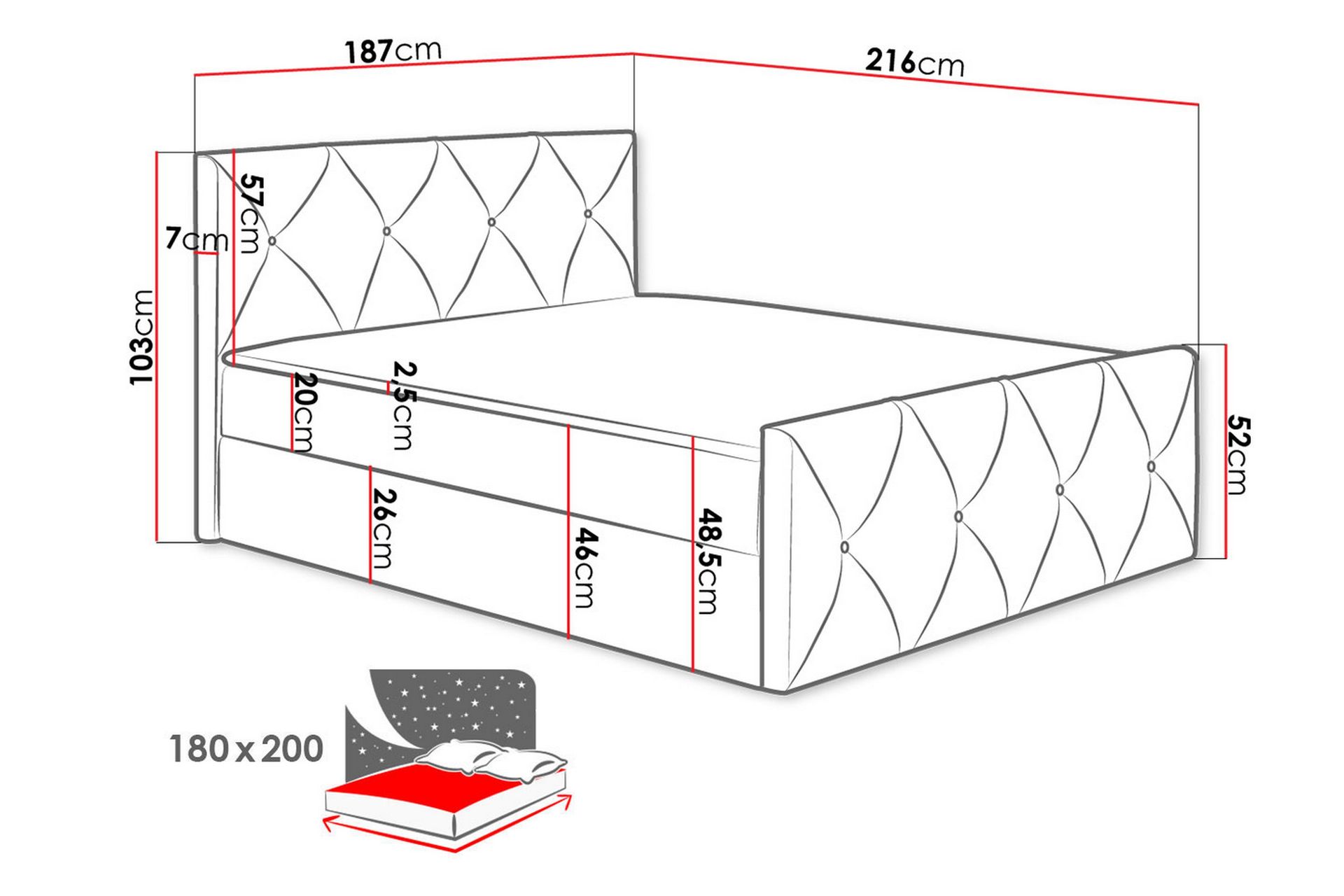 Crystalina Lux Kontinentalseng 180x200 cm - Møbler - Senge - Kontinentalsenge