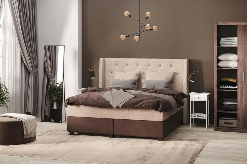 Cuba Kontinentalseng 180x200, (+Flere valg) Beige/Brun