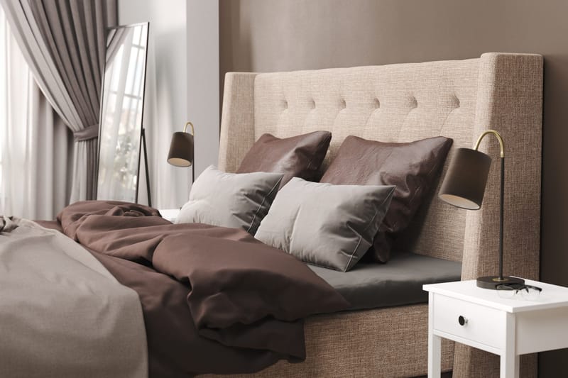 Cuba Sengepakke 105x200 med To Brune Puder - (+Flere valg) Beige/Brun - Møbler - Senge - Kontinentalsenge