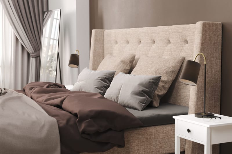 Cuba Sengepakke 140x200 med To Beige Puder - (+Flere valg) Beige/Brun - Møbler - Senge - Kontinentalsenge