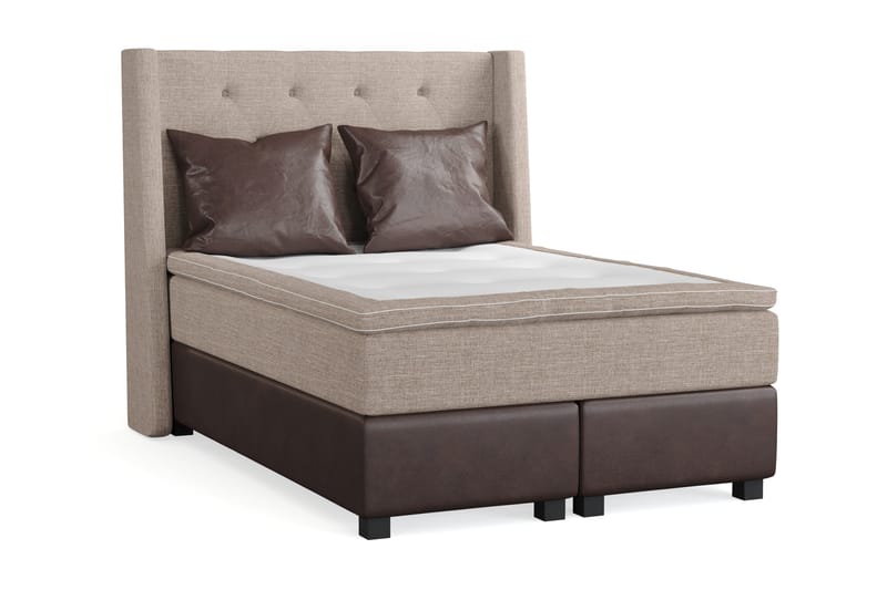 Cuba Sengepakke 140x200 med To Brune Puder - (+Flere valg) Beige/Brun - Møbler - Senge - Kontinentalsenge