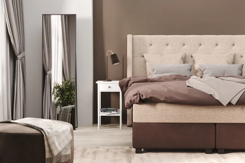 Cuba Sengepakke 160x200 med To Beige Puder - (+Flere valg) Beige/Brun - Møbler - Senge - Kontinentalsenge