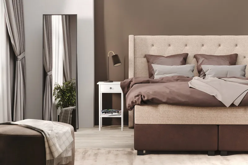 Cuba Sengepakke 160x200 med To Brune Puder, (+Flere valg) Beige/Brun