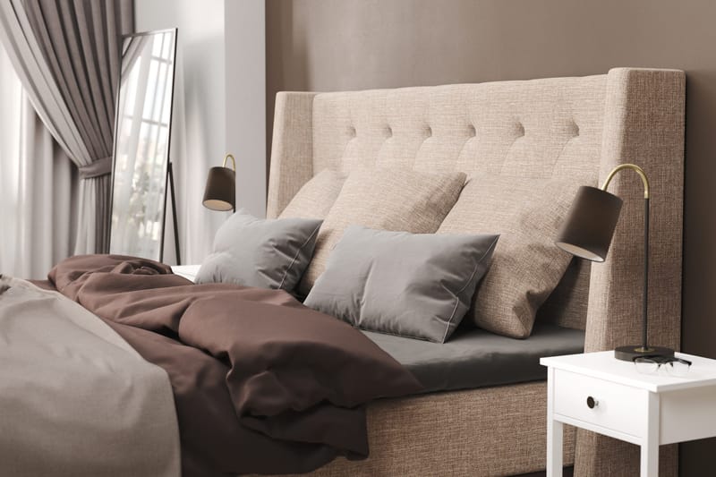 Cuba Sengepakke 160x200 med Tre Beige Puder - (+Flere valg) Beige/Brun - Møbler - Senge - Kontinentalsenge