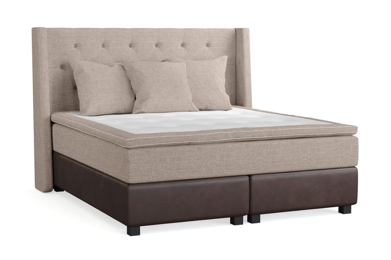 Cuba Sengepakke 160x200 med Tre Beige Puder - (+Flere valg) Beige/Brun - Møbler - Senge - Kontinentalsenge