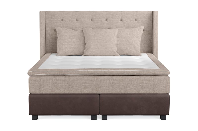 Cuba Sengepakke 160x200 med Tre Beige Puder - (+Flere valg) Beige/Brun - Møbler - Senge - Kontinentalsenge