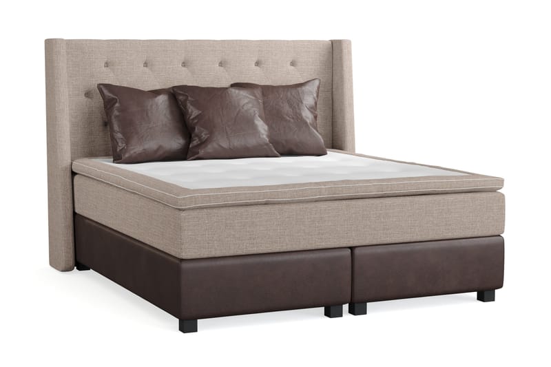 Cuba Sengepakke 160x200 med Tre Brune Puder - (+Flere valg) Beige/Brun - Møbler - Senge - Kontinentalsenge