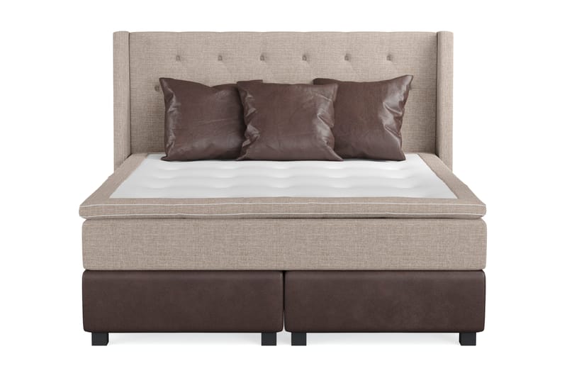 Cuba Sengepakke 160x200 med Tre Brune Puder, (+Flere valg) Beige/Brun