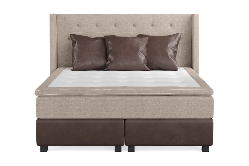 Cuba Sengepakke 160x200 med Tre Brune Puder, (+Flere valg) Beige/Brun