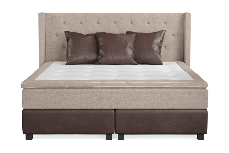 Cuba Sengepakke 210x210 med Tre Brune Puder - (+Flere valg) Beige/Brun - Møbler - Senge - Kontinentalsenge