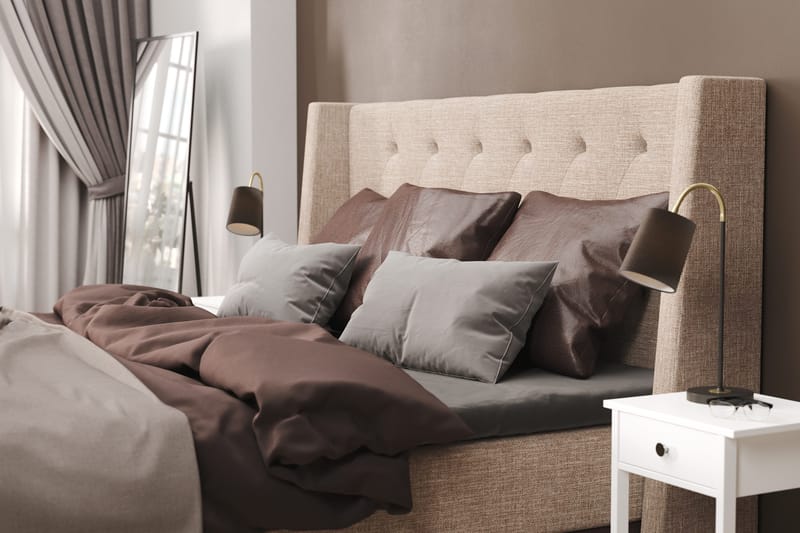 Cuba Sengepakke 210x210 med Tre Brune Puder - (+Flere valg) Beige/Brun - Møbler - Senge - Kontinentalsenge