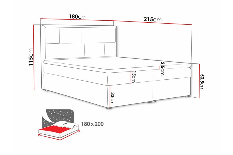Deco Kontinentalseng 180x215 cm - Sort - Møbler - Senge - Kontinentalsenge