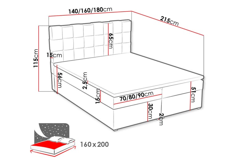 Eirado Kontinentalseng 160x200 cm - Beige - Kontinentalsenge