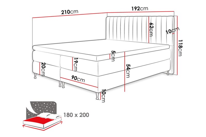 Elegantina Kontinentalseng 180x200 cm - Kontinentalsenge