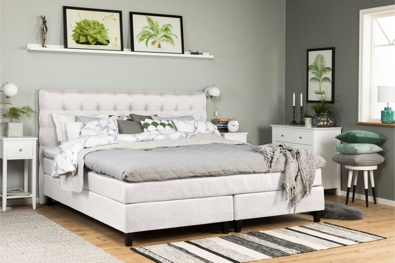 Elite Premium sengepakke 210x210 hård/hård elastisk Skum - Beige - Komplet sengepakke - Kontinentalsenge - Dobbeltsenge - Familieseng