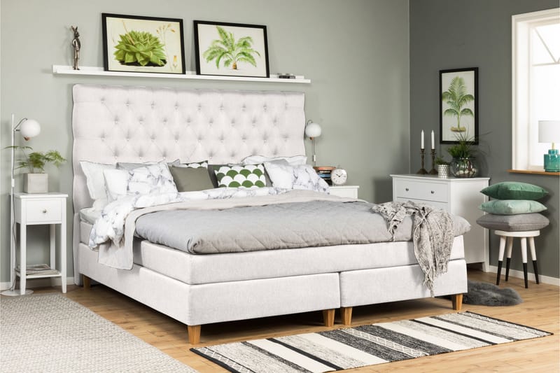 Elite Premium sengepakke 210x210 medium/medium elastisk Skum - Beige - Møbler - Senge - Komplet sengepakke